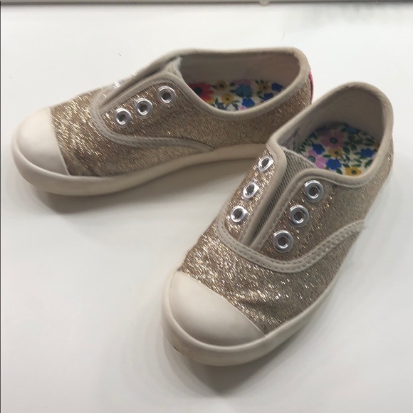 Mini Boden Glitter Gold Slip on Sneaker. Size 8. - Picture 1 of 5